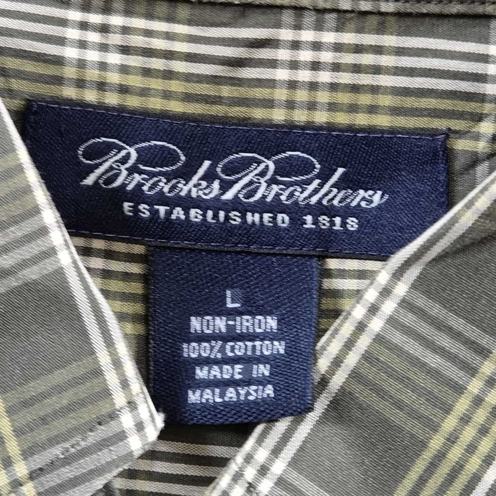 Brooks Brothers Men's Large 💯 Cotton Green Plaid Button Down Shirt - Picture 4 of 9